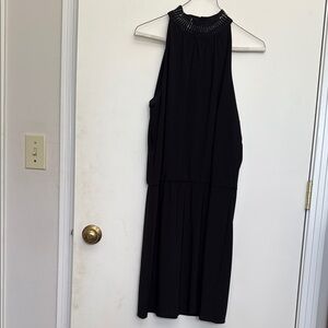 Chic Black  Dress with Halter Neckline